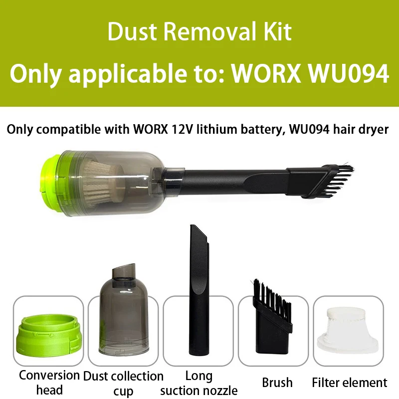 WU093/094 Vacuum Cleaner Accessories Set for WORX Handheld Vacuum Cleaner Nozzle Dust Collection Box Electric Tools Accessories