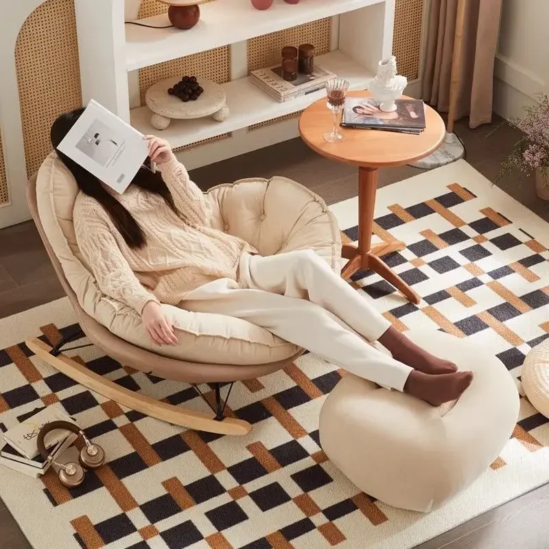 Schnecken-Schaukelstuhl, Balkon, Freizeitstuhl, Wohnzimmer, leichter Luxus-Schaukelstuhl, Liegestuhl für Erwachsene, Heimdesigner, faules Sofa