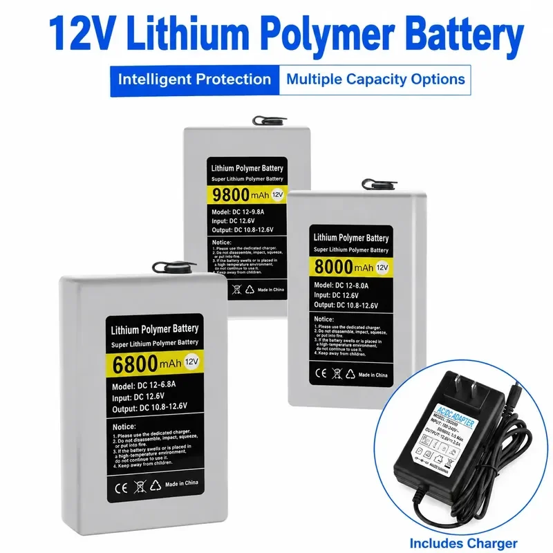 12V Rechargeable Lithium Polymer Battery Pack for Outdoor Mobile Power Supply Small Speaker LED Light Box Anti-Bee Suit