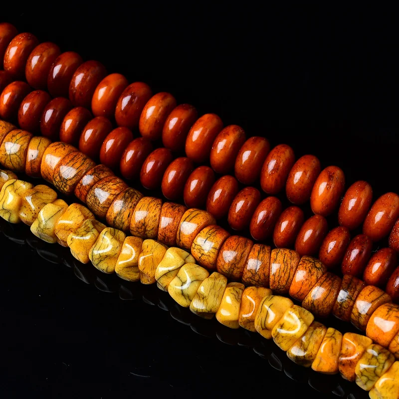 Reflux Cow Bone and Passion Seed Bead Bracelet 108 Beads Semi-Finished Beaded Jewelry