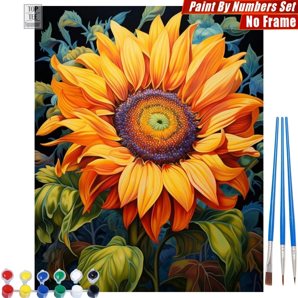 

Giant Vibrant Sunflower Paint By Number Set - Intricate Center Vitality Thanksgiving Day Gift For Dad