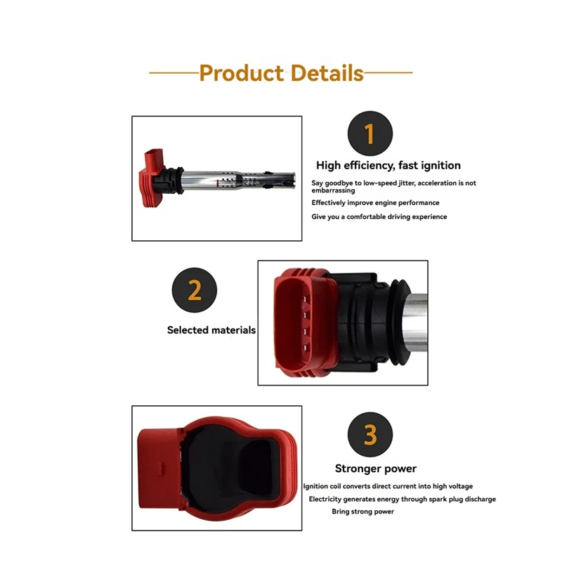 

Ignition Coil Car Ignition Coil 0221604800 UF529 06E905115E For A5 A6 Q5 Q7 Porsche Lamborghini