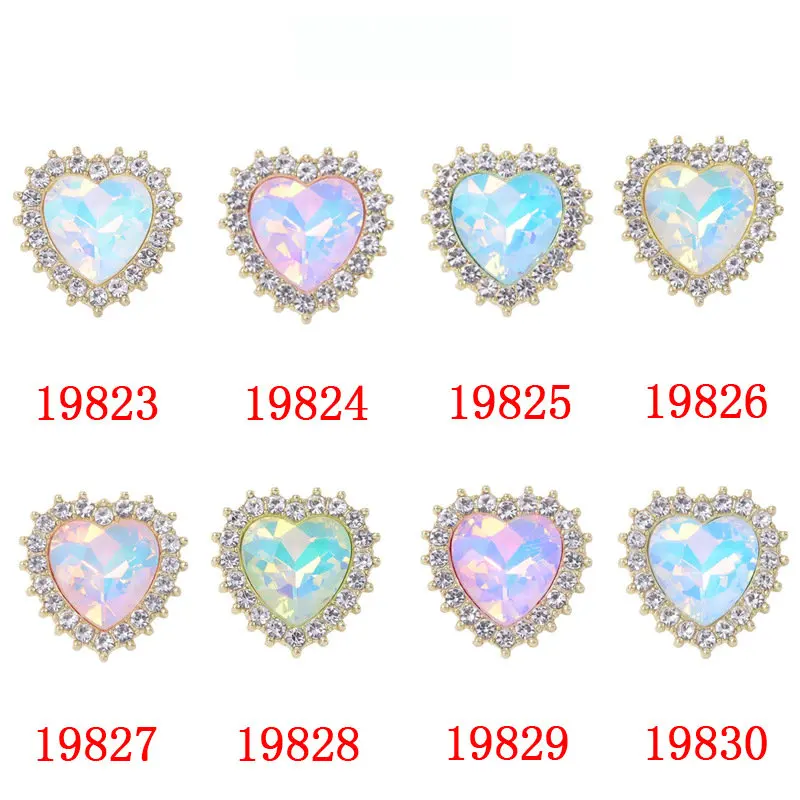 10Pcs Heart Decorative Button Full Diamond Mocha Colour Flower Plate Alloy Buckle Jewelry Accessories DIY Rhinestone Materials