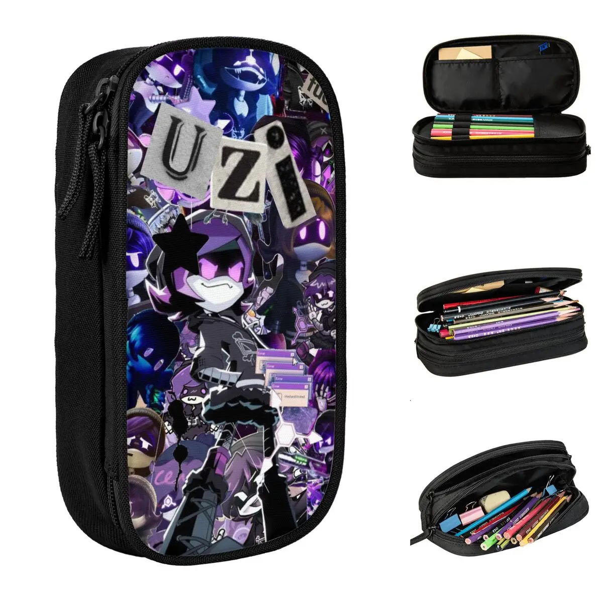 Large-capacity Pencil Pouch Uzi Murder Drones School Accessories Double Layer Pencil Case Stationery Girl Make Up Bag Gift