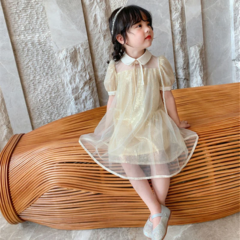 

Girl Dress Kids Skirts Spring Summer Cotton 2022 Sequins Flower Girl Dress Party Evening Gown Beach Outdoor Children Clothing