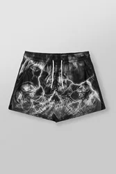 YOUNG American quarter sport casual fitness shorts with skull 3D print mesh quick drying breathable running beach