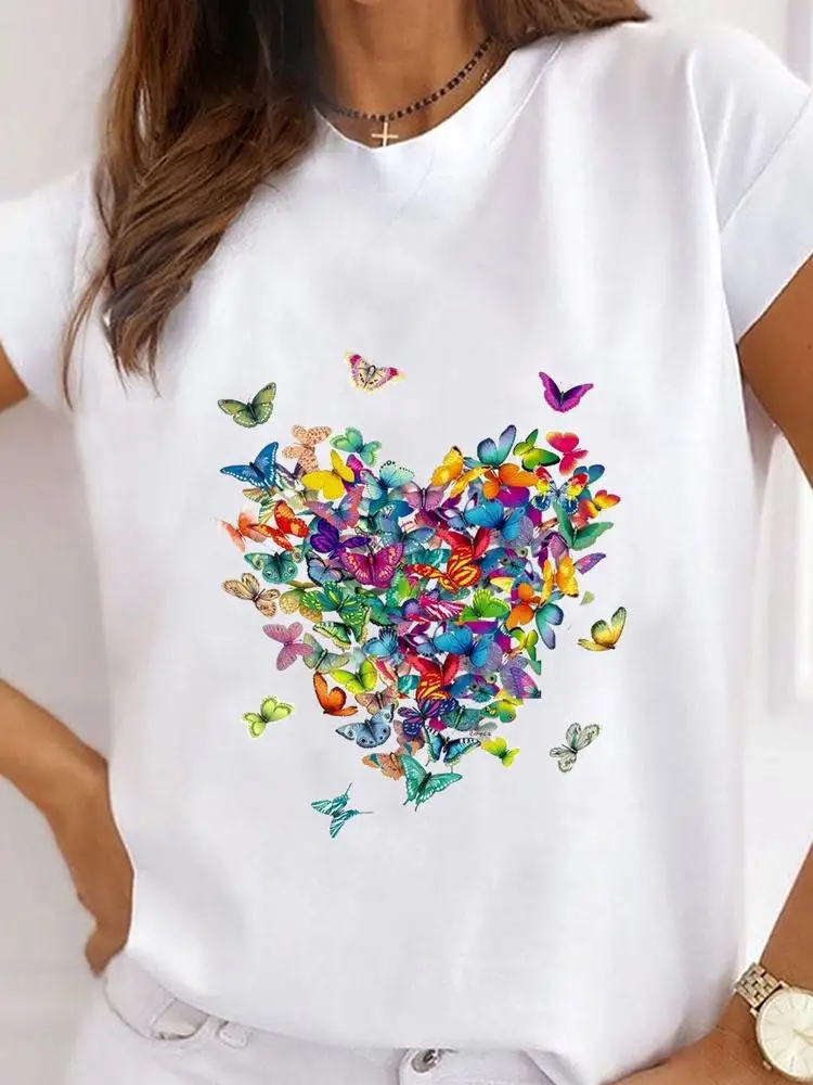 

Short Sleeve Graphic Tee Butterfly 90s Cute Style Lovely Clothes Summer Ladies Print T Fashion Women's Clothing Female T-shirts