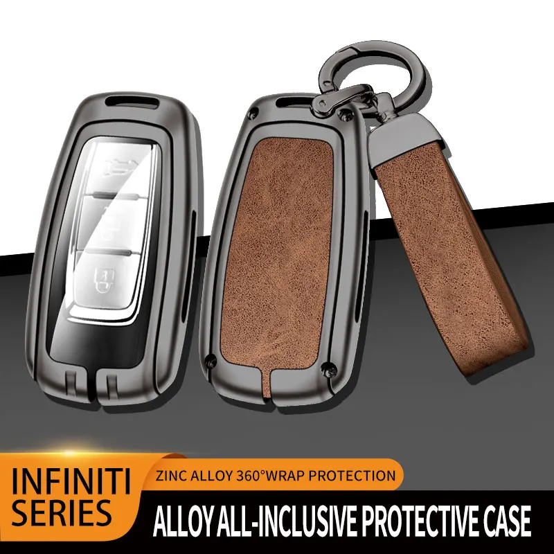 Metal Leather Car Key Case For Infiniti Q50 Q60 Q70 QX50 QX60 QX70 G25 EX FX JX35 FX25 FX35 EX35 FX37 JX35