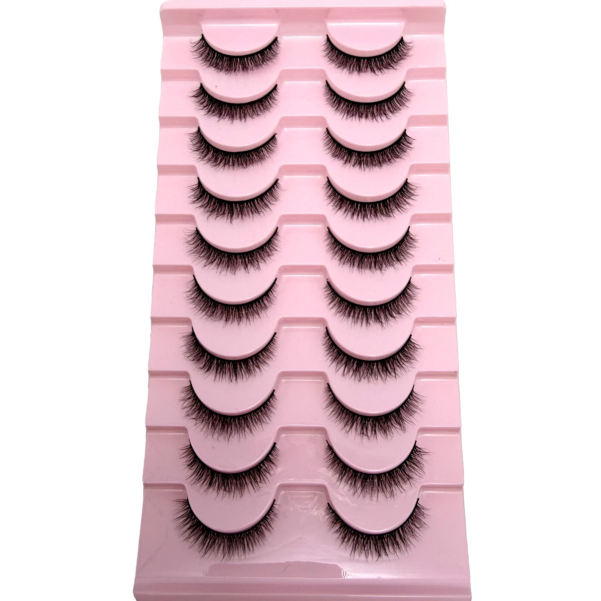 Neue 10 Paar falsche Wimpern, kurze Nerzwimpern, flauschig, dünn, weich, Kreuz-Nerzwimpern, natürliche kurze Wimpernverlängerung für Make-up