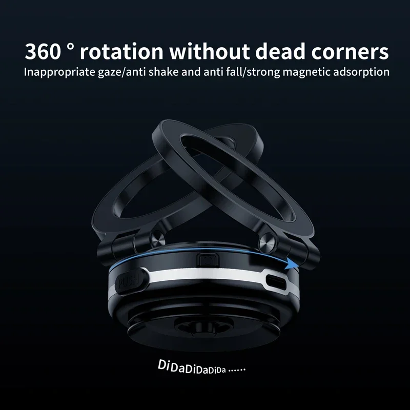 Vacuum Magnetic Suction Cup Phone Car Holder 360 Rotation For Magsafe iPhone 16 15 14 13 12 Electric Vacuum Folding Swivel Stand