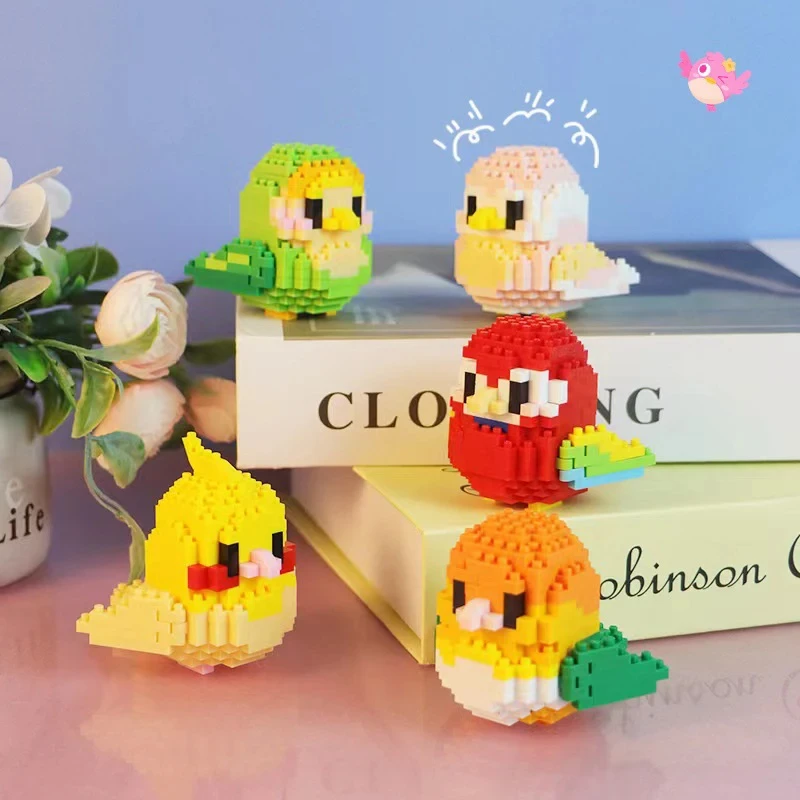 Pigeons Blocks Valentine's Day Gift Building Blocks Parrot Pigeon Toy Bird Model Assembled Brick Toy Home Decor For Kids Gift