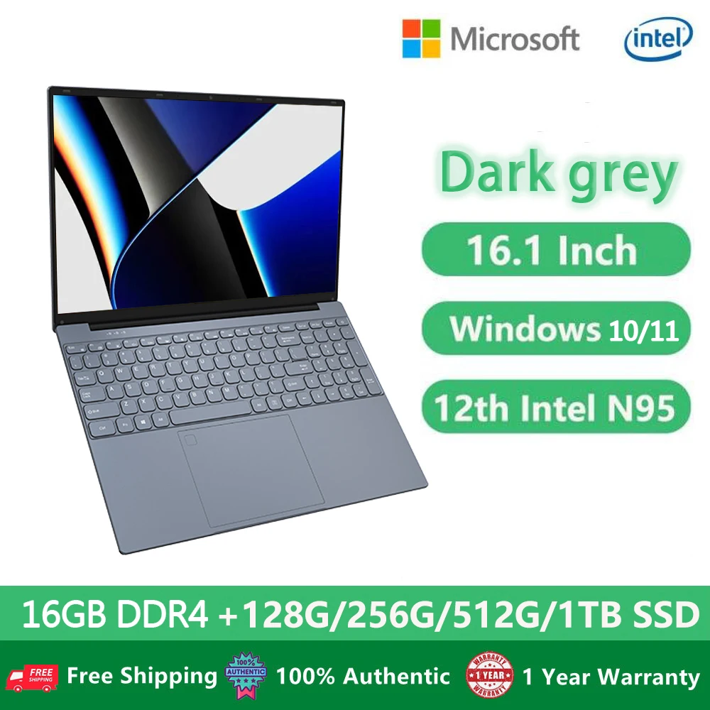 2023 Gaming Laptop Computer PC Win11 Notebook Netbook 16 Inch 12th Gen Intel Alder Lake-N N95 16GB 32GB DDR5 M.2 WiFi Laptops