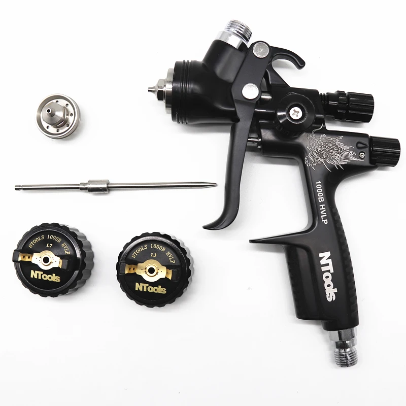 SPRAY GUN 1.3mm With 1.7 spare needle nozzle kit, Paint Gun Nozzle HVLP Air Spray Gun High Atomization Body Metal Paint