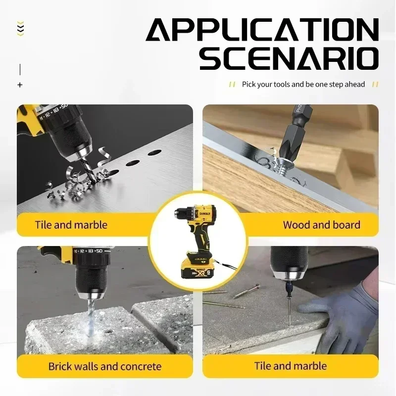 DEobcuT-Perceuse à percussion sans balais DCD805, tournevis électrique sans fil, perceuse à main multifonction, outil électrique aste 20V