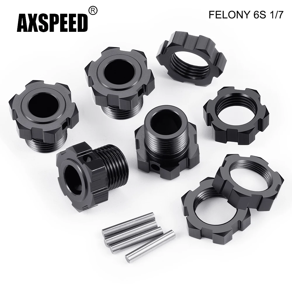 AXSPEED 알루미늄 합금 휠 육각 허브 어댑터, ARRMA Felony 6S 스트리트 배쉬, 올 로드 머슬카 업그레이드 부품, 1 세트