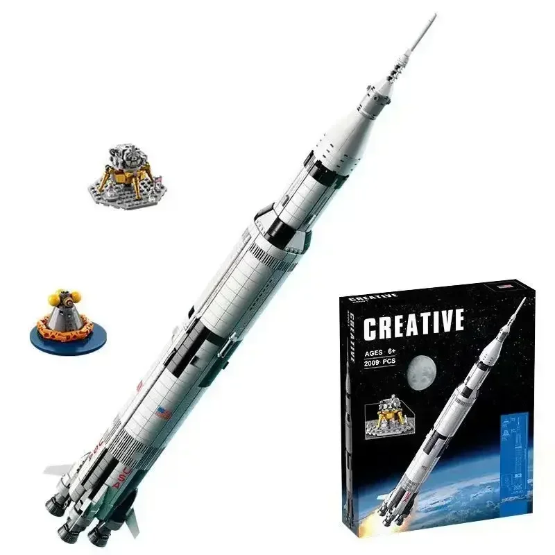 Bloques de construcción Apollo Saturn V 92176, serie de ideas de cohetes espaciales, juguetes educativos para niños, regalos de cumpleaños y Navidad