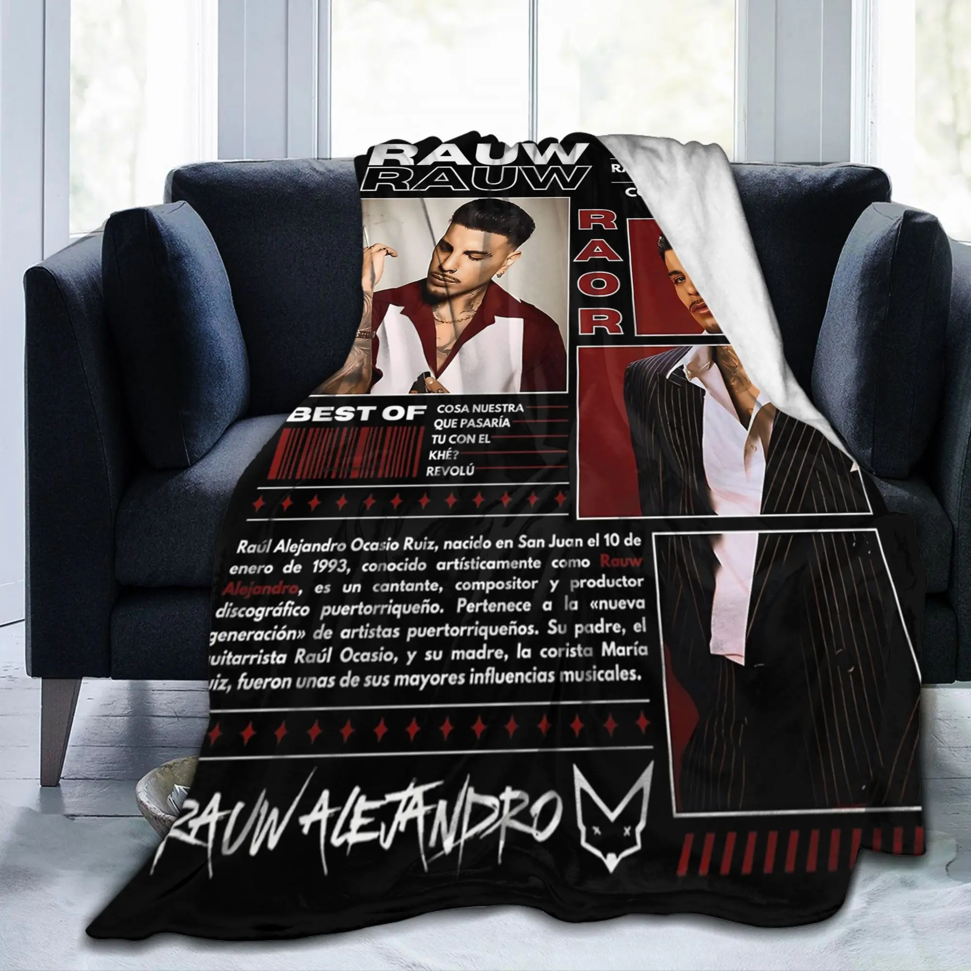 Rauw Alejandro Raor البطانيات الفانيلا الخريف/الشتاء المحمولة لينة رمي بطانية للسرير السفر أفخم رقيقة لحاف #6