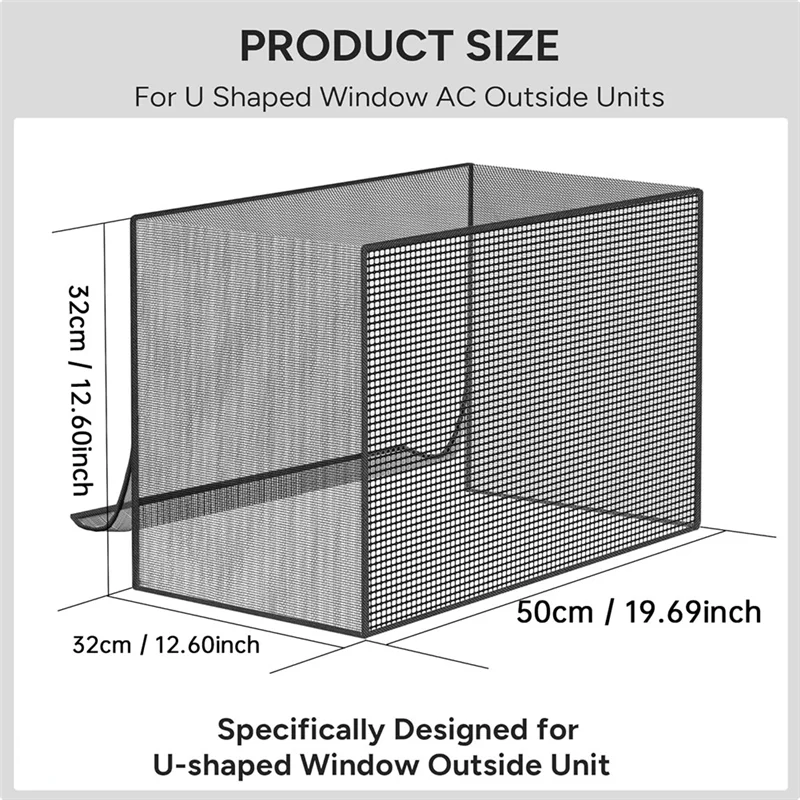 AT05-غطاء شبكي لمكيف الهواء ميديا لـ U على شكل تيار متردد 8000 وحدة حرارية بريطانية 10000 وحدة نافذة حامي مقاوم للماء أسود #3