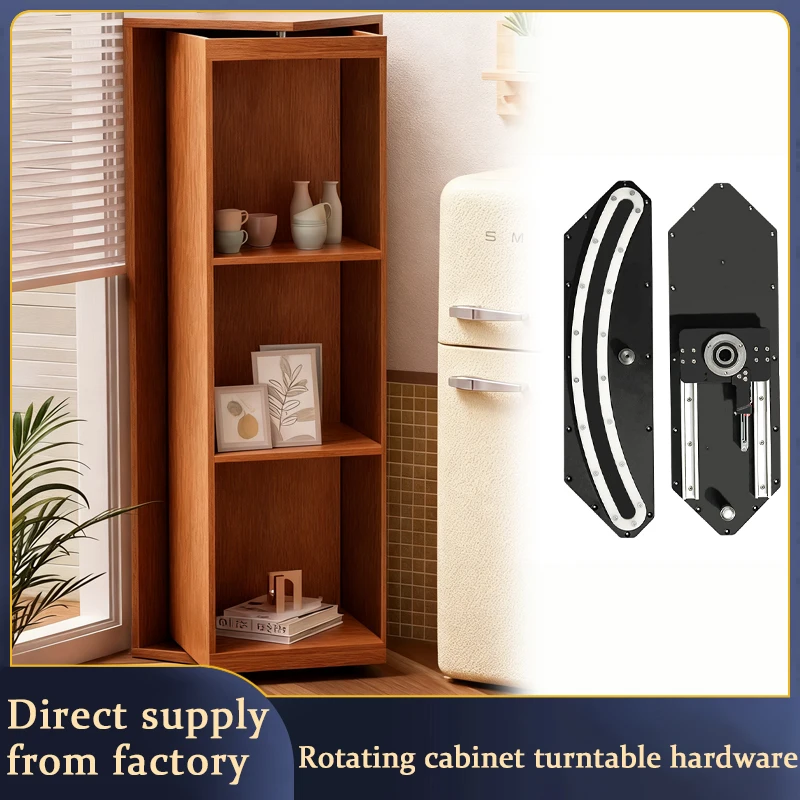 

Corner Swivel Cabinet With 180-Degree Rotation Hidden Storage Compartments Top Bottom Pivot Hardware For Space Efficient Design