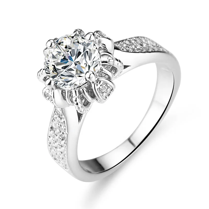 Cynlo Jewelry Women's 1 Carat Moissanite Ring - PT950 Platinum 4-Prong Round Flower Head Cluster Setting, Diamond-Enhancing   Lu