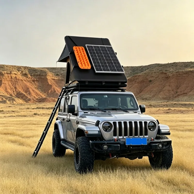 1-2 people high altitude 4x4 wild survival roof tent pop-up aluminum shell triangle SUV camping tent