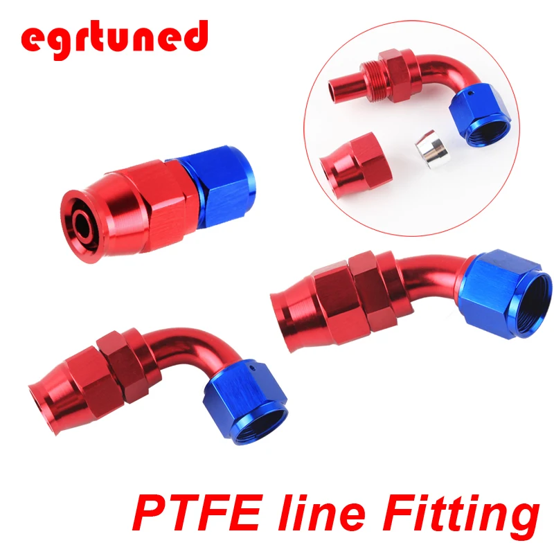 PTFE AN6 8 10 straight 45 90 DEGREE REUSABLE SWIVEL PTFE HOSE END FITTING