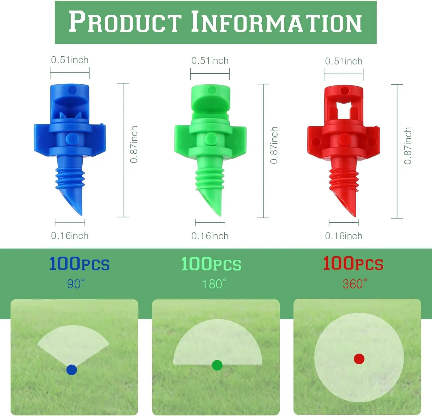 50 PCS Micro Garden Sprinkler Sprayer Garden Lawn Water Spray Misting Nozzle for Plants Irrigation (90/180/360 Degree)