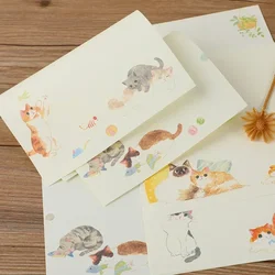 Sobres Kawaii con almohadillas para Letras, papel de escritura con gatos bonitos, cubierta para tarjetas de invitación de fiesta de boda, papelería coreana, 9 unidades por juego