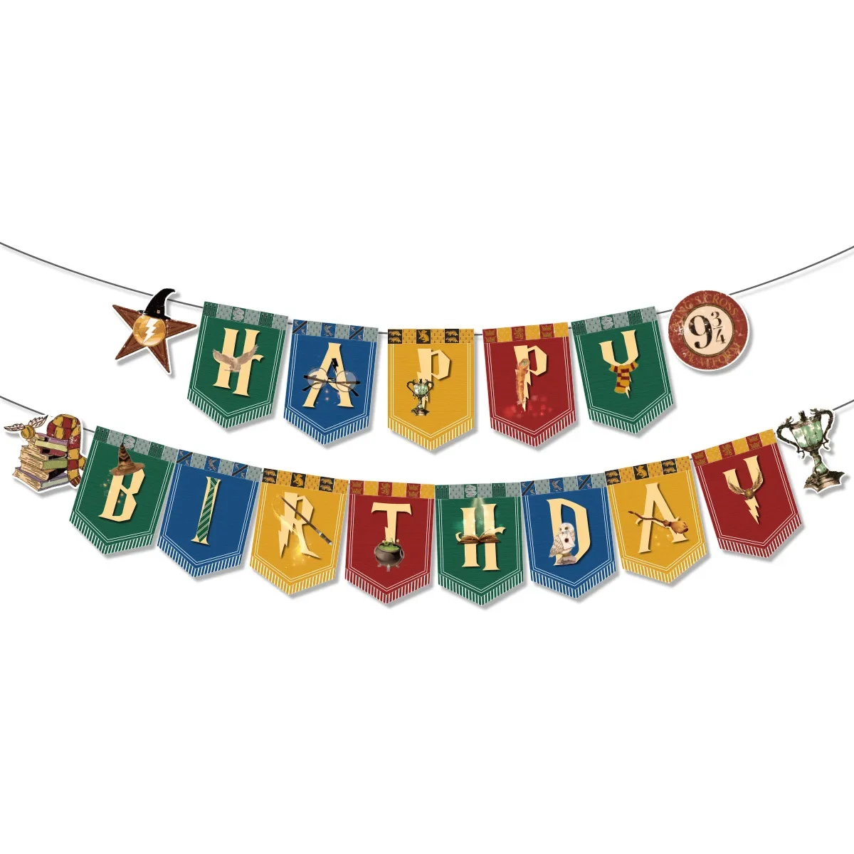 Cartoon Magic Academy Verjaardagsfeestje Supply Wegwerp Banner Cake Topper Hangende Vlag Ballonnen Set Hot Harries Decoratie