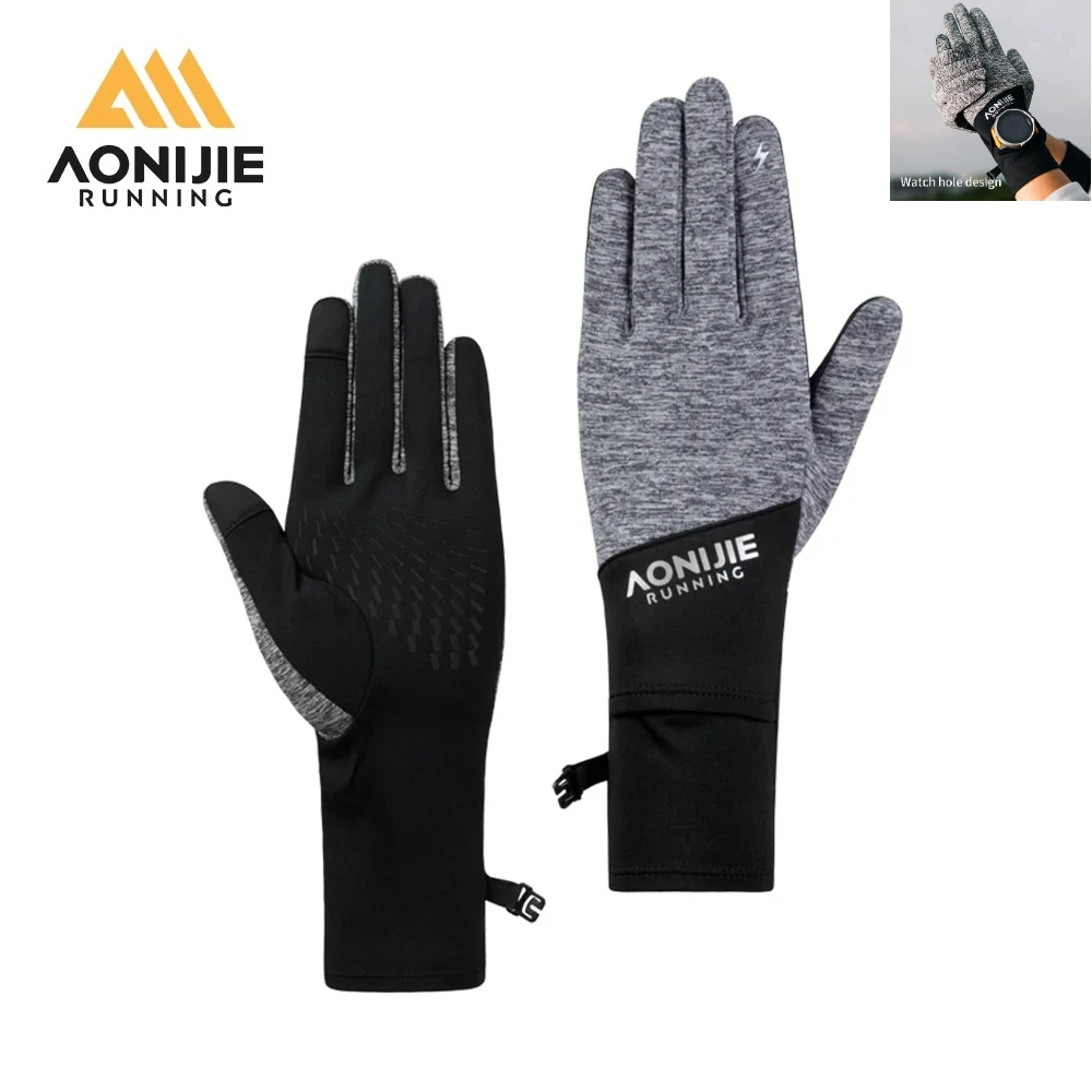 قفازات AONIJIE M61 للجري مع فتحة رؤية للساعة قابلة للتنفس وخفيفة الوزن للمشي لمسافات طويلة على الجبال وركوب الدراجات