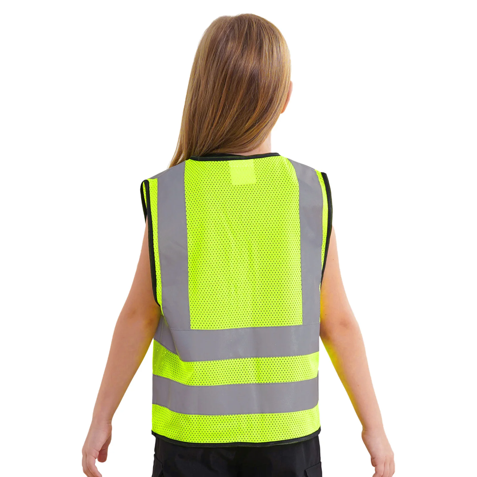 Kids' Mesh Fabric Car Reflective Safety Vest, Alta Visibilidade, Tráfego Vestuário, Traje de Atividades Voluntárias, Meninos e Meninas