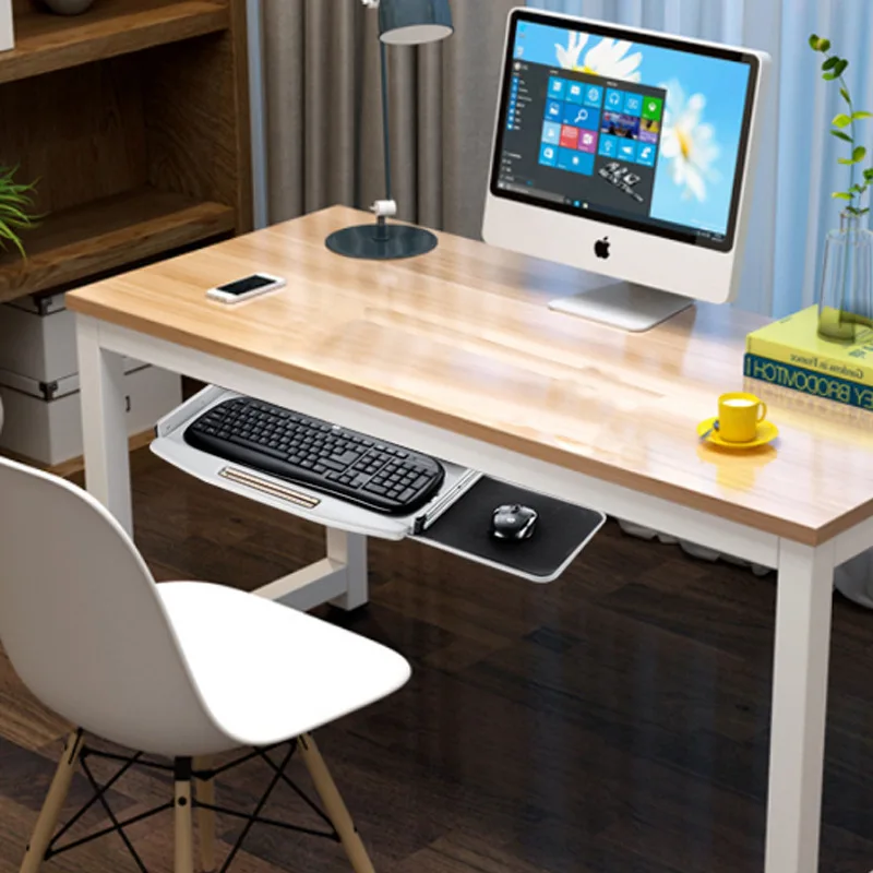 Under Desk Keyboard Tray Pull Out Holder Sliding Rails Computer Home Office Student Dormitory