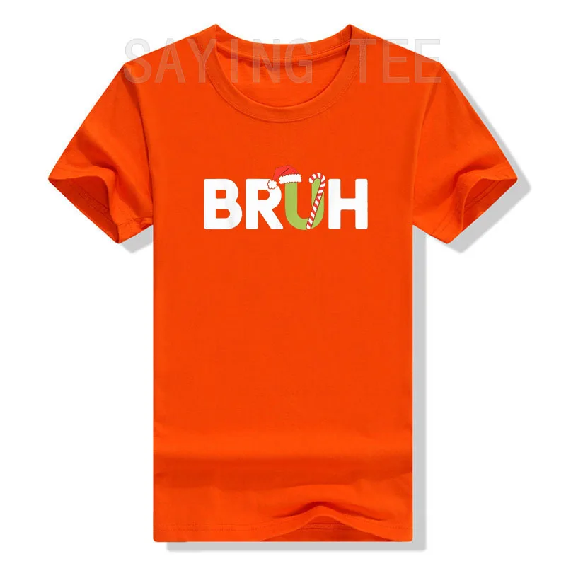 Bruh Camisa navideña Niños Adolescentes Niños Camiseta navideña divertida Bruh Santa Hate y bastón de caramelo que dice camiseta Traje gráfico humorístico