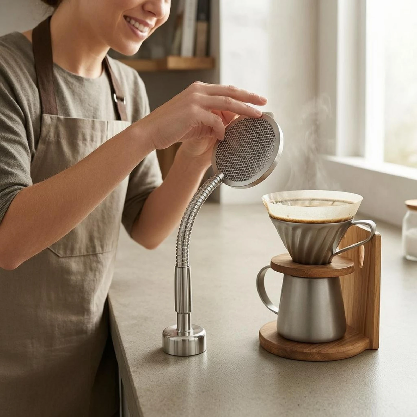 Wall-Mounted Coffee Filter Splash-Reducing Showerhead Coffee Distributor Perforated Showerhead Filter Plate Rotating