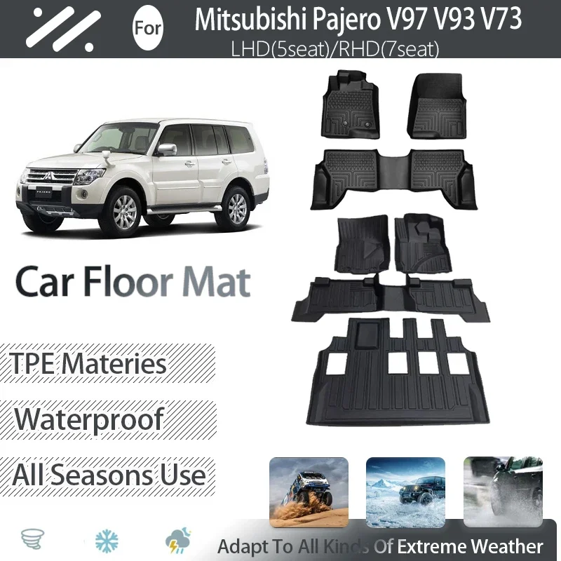 

Car Floor Mats For Mitsubishi Pajero Montero V97 V93 V73 5seat 7seat Waterproof Pad LHD RHD Covers Foot Carpets Auto Accessories