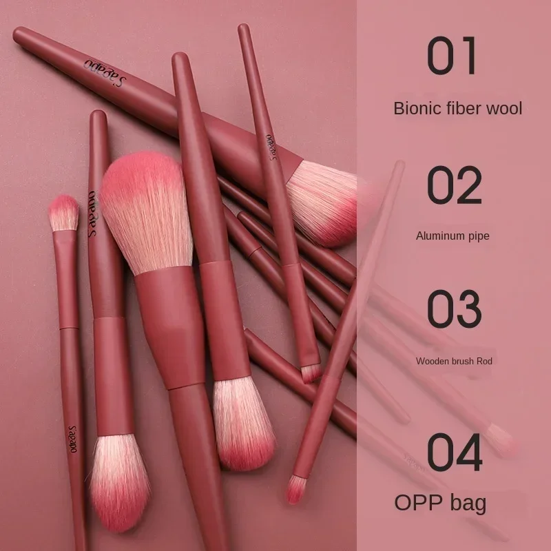 Makeup Brushes Set Soft Natural Hair Powder Foundation Eyeshadow Eyebrow Blush Blending Concealer Cosmetic Tools