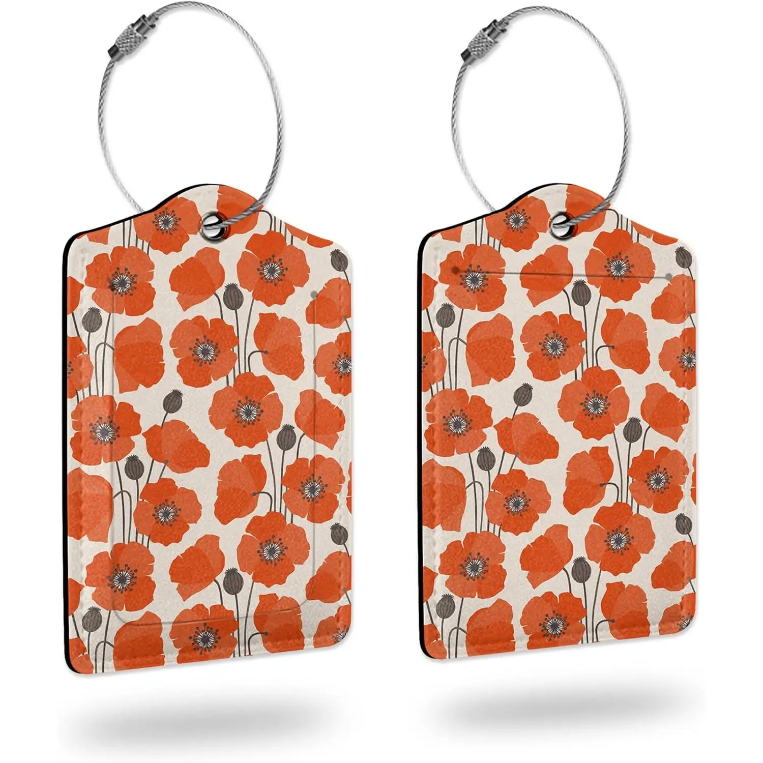 

2 Pack Luggage Tag for Suitcases Vintage Flower PU Leather Bag Travel Suitcase ID Identifier Baggage Tags for Women Men