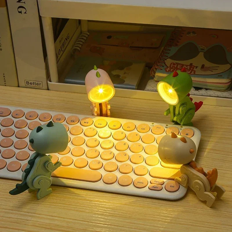 Mini Dinosaur Night Light Battery Magnetic Folding Nights Lamp Bedroom Bedside Table Ornaments Children\'s Toys LED Night Lights