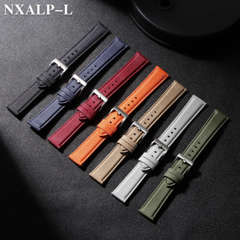 جودة Sailcloth الجلود حزام ساعة اليد 20 مللي متر 22 مللي متر ل Seiko ل أوميغا النسيج النايلون حزام الساعات سريعة الإصدار معصمه اكسسوارات