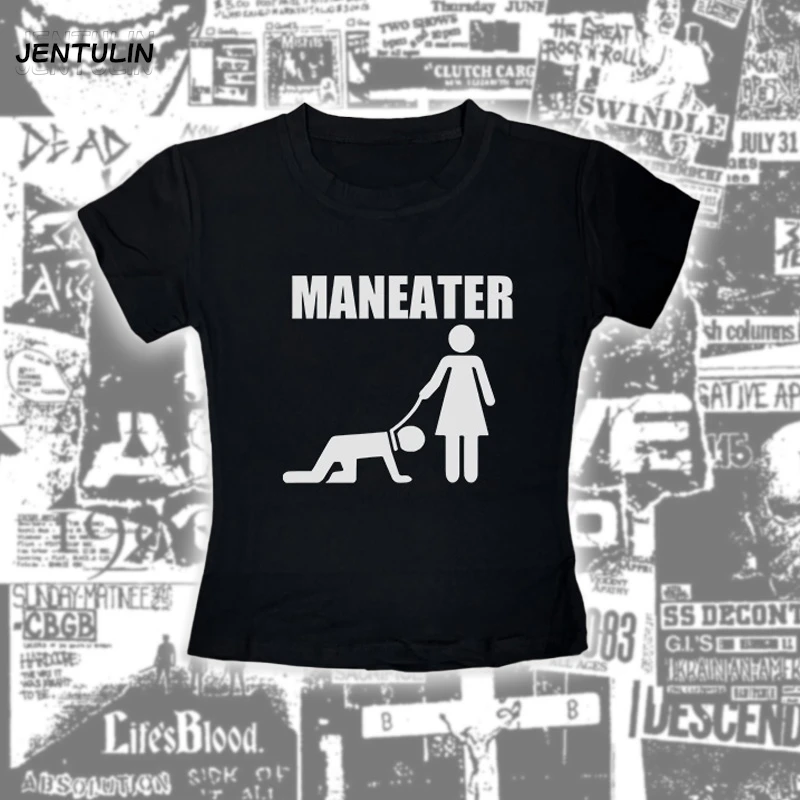 

Punk Gothic Slim Vintage Y2k Graphic Baby Tees Emo Punk Women Summer Short Sleeve Streetwear Tees Tops 2000s Kawaii Print Tees