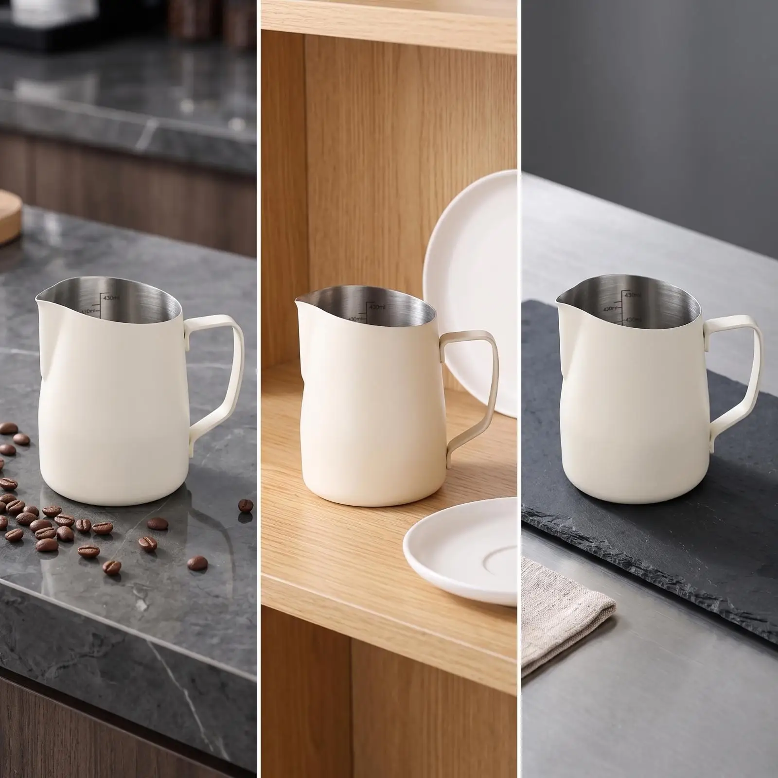Professional Grade Steel Milk Pitcher for Latte Art Pouring Control Ergonomic Handle 450ml Coffee Brewing Accessory