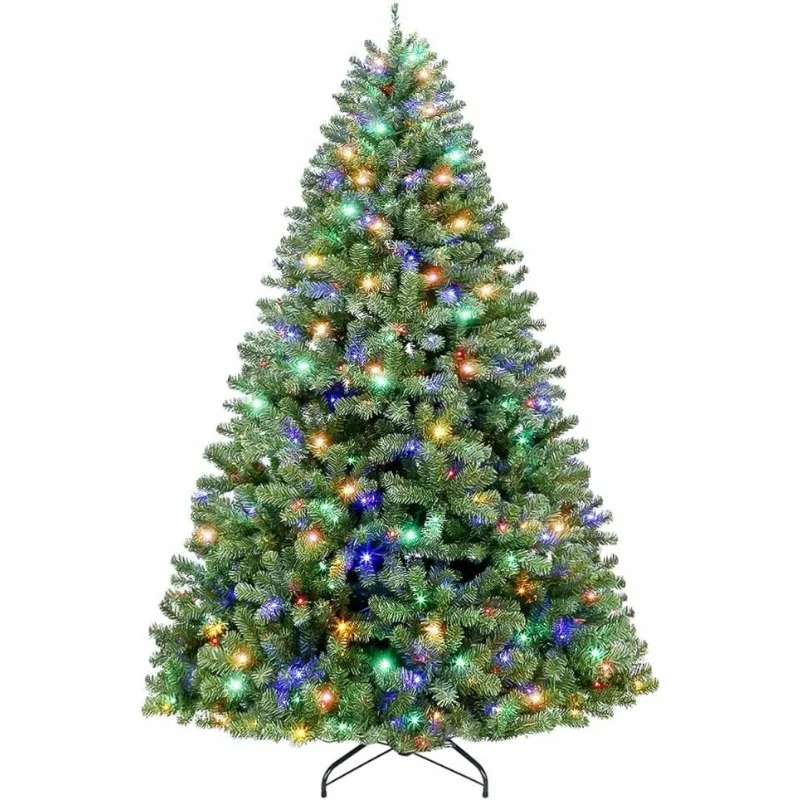 Hykolity 6.5 ft Prelit Christmas Tree, Holiday Decoration w/ 350 Color Changing LED Lights, 1100 Branch Tips, Metal Stand