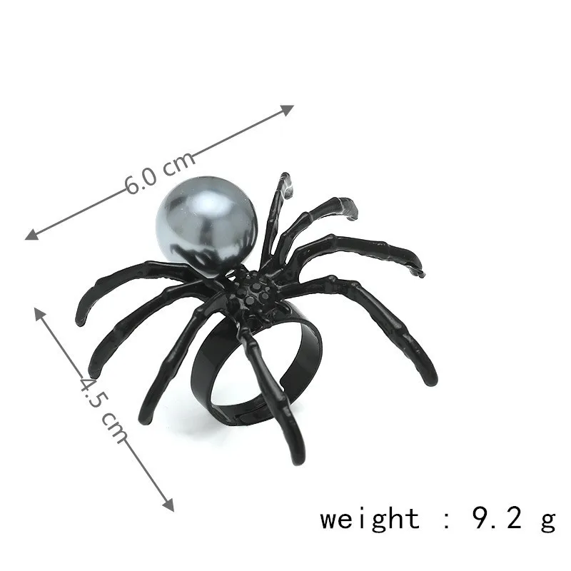 Gothic Punk Unregelmäßige Spinne Öffnung Ring Frauen Männer Mode Zirkon Schwarz Kristall Dark Tier Ring Hip Hop Party Finger Schmuck – Detail 21