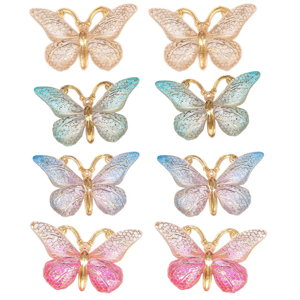 10Pcs Butterfly Resin Charms Animal Drop Flat Back Pendants For DIY Keychain Bracelet Cell Phone Case Decoration Jewelry Making