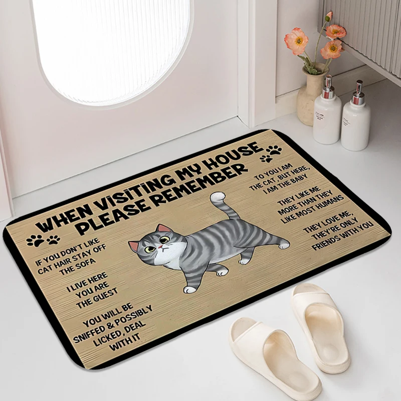 

Pet Cat Lovely Carpets for Living Room House Interior Entrance Mat Washable Non-slip Kitchen Bedroom Living Room Bath Rug Home