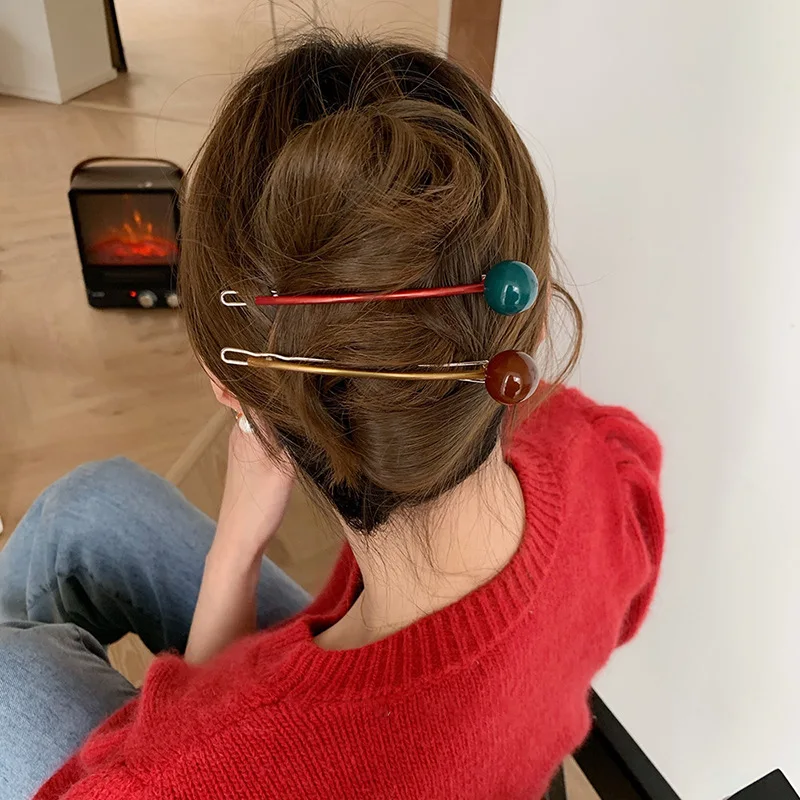 

Metal Buckle Colorful Beads Banana Clip Women Girls Fashion Versatile Ponytail Hairpin Sweet Styling Tool Girls Hair Accessories