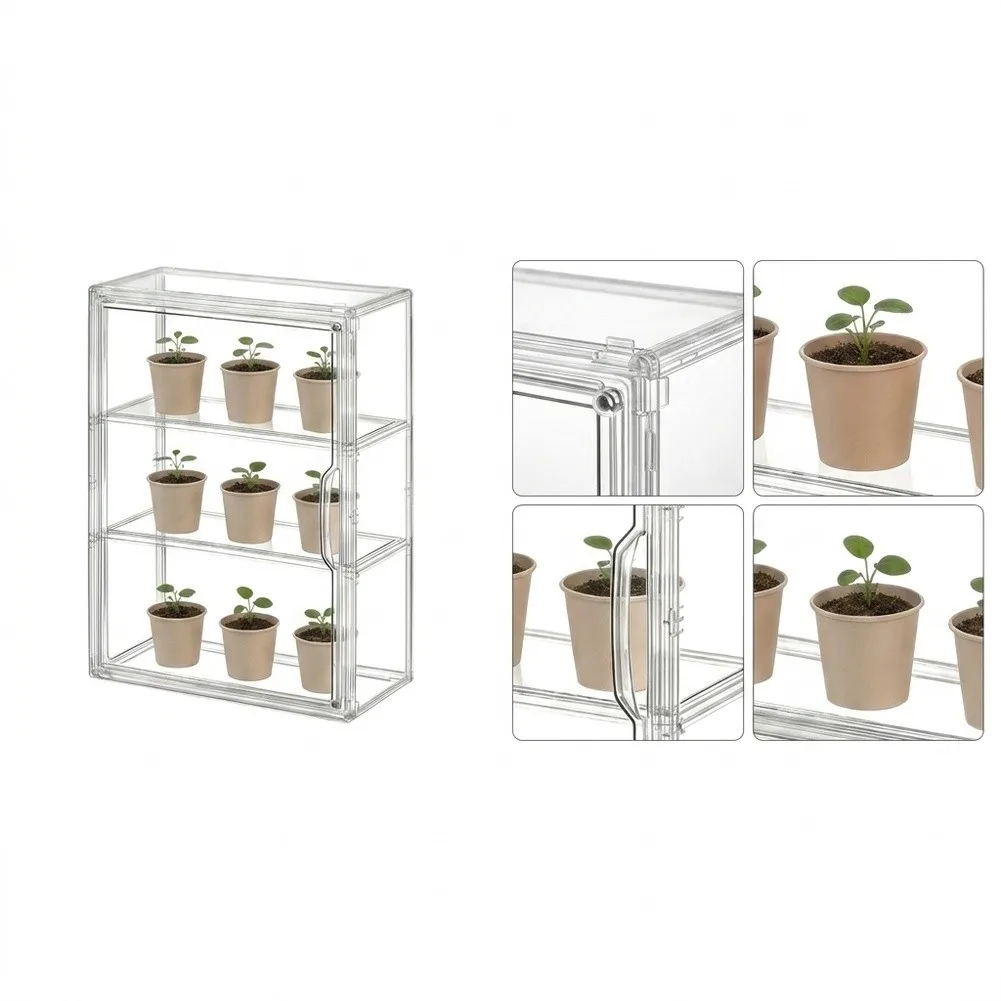 For Indoor For Mini Greenhouse with Magnetic Opening for Herbs and Stackable 14in x 5.5in x 10.5in Plastic Frame