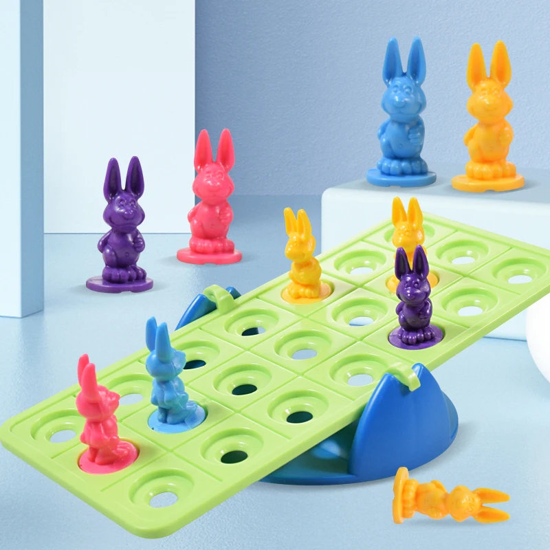 Kids Rabbit Seesaws Balanced Board Game Puzzle Toys for 2 Players Parent-Child Interaction Balance Match Game Gift for Children