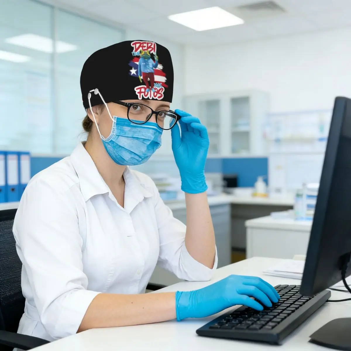 Bad Bunny DTMF Debi Tirar Mas Fotos Scrub Hat Doctor Working Surgical Cap Unisex Adjustable Nursing Caps for Dentist