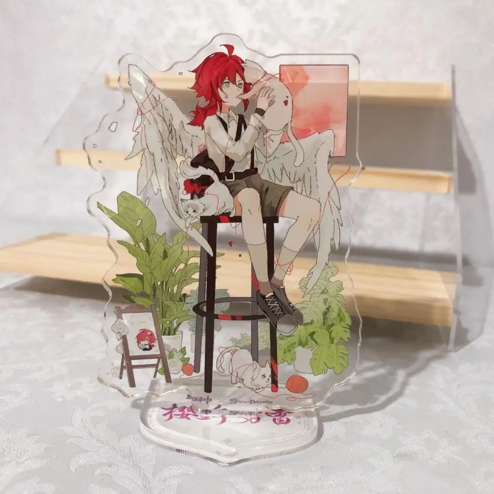 Genshin-alas de Ángel Xiao Venti de 8cm, tarjeta de pie en forma humana, adorno de escritorio, periféricos de juego, regalos de cumpleaños y vacaciones
